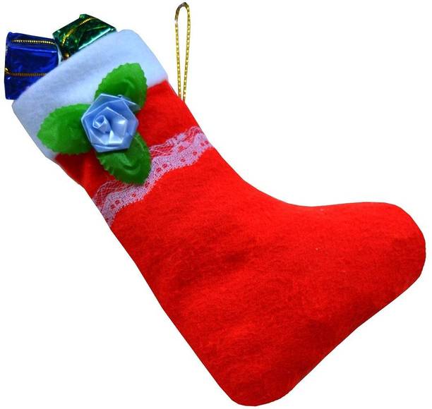 Flipkart SmartBuy Hanging Christmas stocking Socks in Cotton Fabric Red and White Color Christmas Stocking