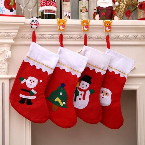 ZenCrafts Premium Classic "Socks" Stockings for Christmas Xmas Tree Decorations Hanging Ornaments Pack of 12