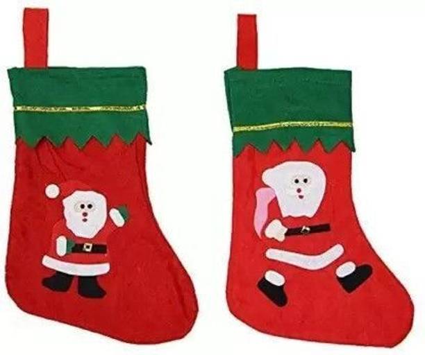 Vibgyor Products New_2 Pcs Santa Claus Socks for Tree Party Decoration Hanging Ornaments Pack of 2