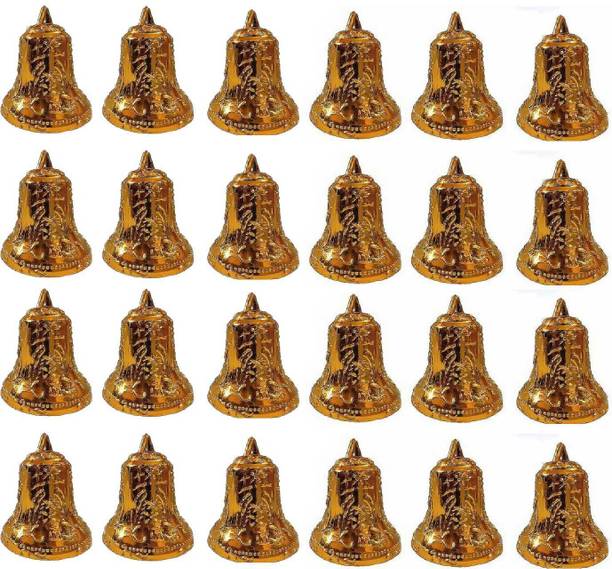 CESTO Christmas Tree Decoration Items | Hanging Golden Bells | Xmas Tree Ornaments 024 Ornamental Bells Pack of 24