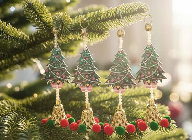 SHUBHKARIYA Christmas Decoration Hanging Ornaments Pack of 4