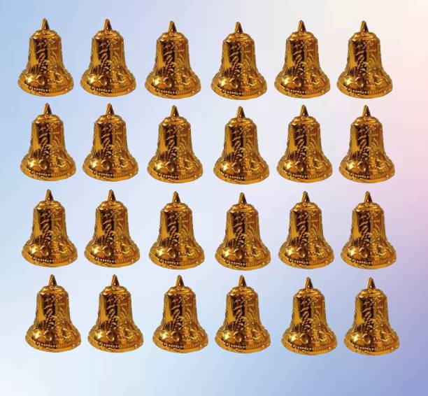 snehatrends Antique Embossed Plastic Copper Golden Jingle Bells for Jewelry Ornament for Home Decor Christmas Tree Decoration DIY Crafts Hanging Bells Party Decoration 2.5inch- Pack of 24Pcs Ornamental Bells Pack of 24