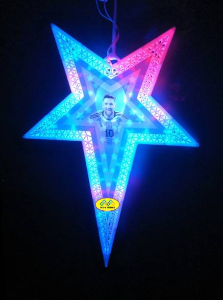 MDT India World Cup Fan FIFA2022-MESSI Christmas Decoration Light LED Hanging Star Pack of 1