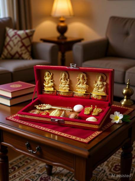 numeroastro Shri Dhanlaxmi Shri Kuber Bhandari Yantra (Total 13 Items in The Box) Brass Yantra