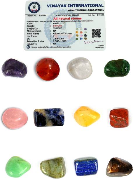 REIKI CRYSTAL PRODUCTS Natural Crystal 12 Chakra Tumble Stone Kit for Reiki Healing and Vastu Correction and Increase Creativity Not Dyed Charged by Reiki Grand Master & Vastu Expert Decorative Showpiece  -  2 cm