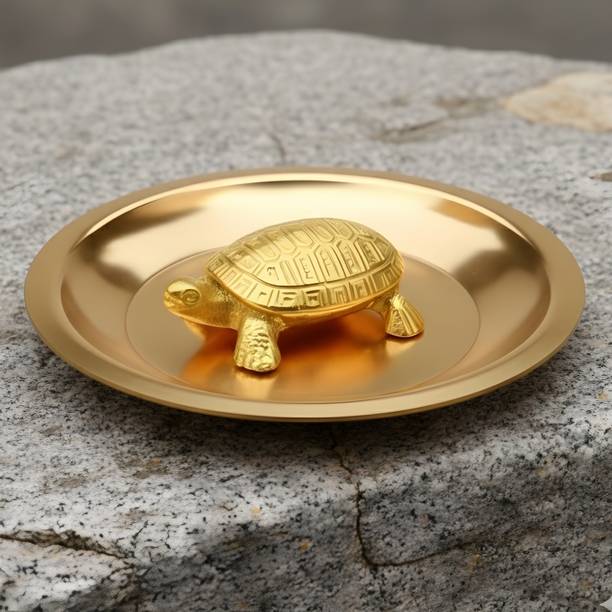 THEVEDICTRADERS Turtle on Plate for Vastu Shastra and Good Luck Brass, Copper Yantra
