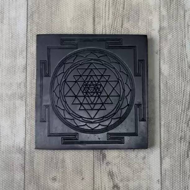 YASH GEMS AND HANDICRAFT Karungali / Ebony Wood Sri Chakara Yantra Size : 3*3 Inch For Pooja Yantra Wooden Yantra