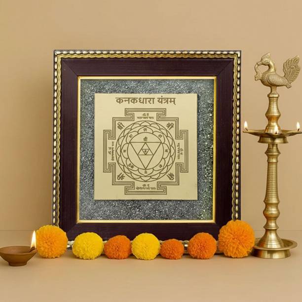 BHAGYA G Shree Kanakdhara Yantra on Raw Pyrite Frame for Home & Office Crystal Yantra