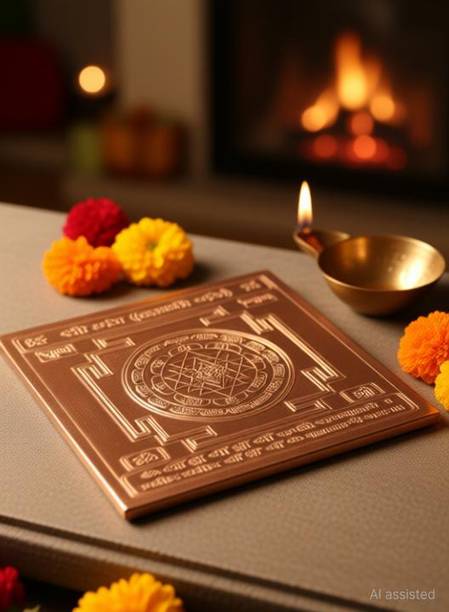 BULKY TRADE Sri Laxmi Yantra in Pure Copper - Medium Size Copper Yantra