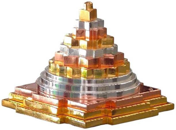 BHAKTI SHRINGAR Full Solid Pure Mix_Dhatu 3D Meru Shri Maha Laxmi Yantra for Vastu and Puja Brass Yantra
