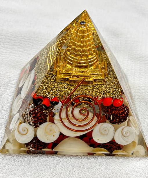 Etibaa Crystal Laxmi Pyramid with Rudraksha, Shree Yantra for Wealth & Prosperity Crystal Yantra