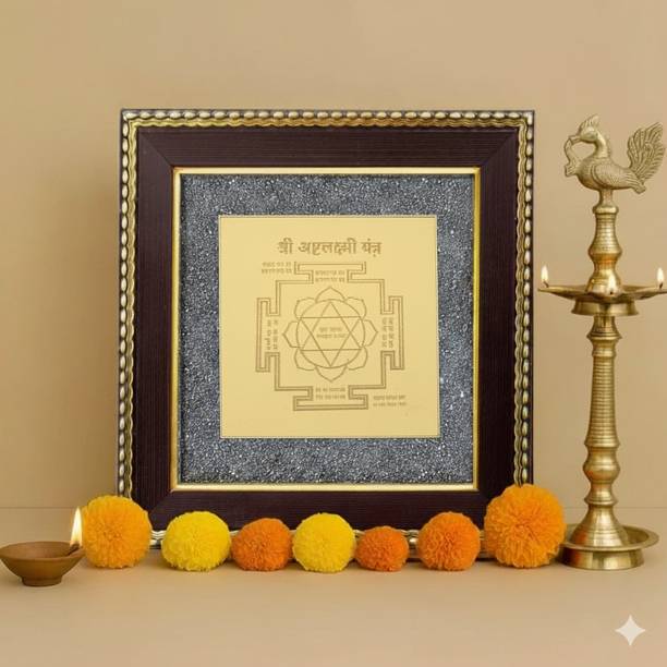 BHAGYA G Shree Ashta Lakshmi Yantra Pyrite Stone for Business Success Growth Attraction Gold Yantra