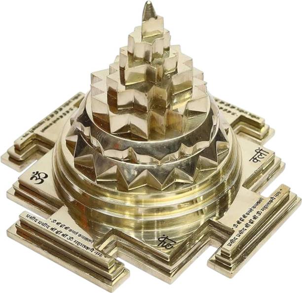 BHAKTI SHRINGAR Panchdhatu Meru Shree Yantra with Mahalaxmi Mantra, Laser Cutting Spiritual Brass Yantra