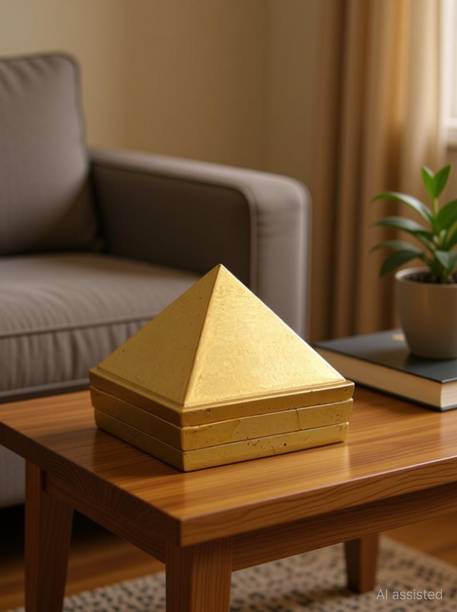 numeroastro Ashtadhatu Vastu Pyramid Yantra (3 Pcs. Set) Big Brass Yantra