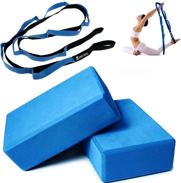 AJRO DEAL High Density Yoga Brick / Blocks & Yoga Strap Yoga Blocks
