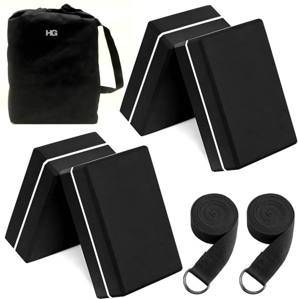 HOMEGALLEY Yoga Blocks Set of 4 with 2 Belt for Exercise EVA Foam Blocks for Pilates Bricks Yoga Blocks