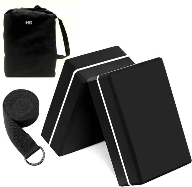 HOMEGALLEY Yoga Blocks Set of 2 with Belt for Exercise EVA Foam Blocks for Pilates Bricks Yoga Blocks