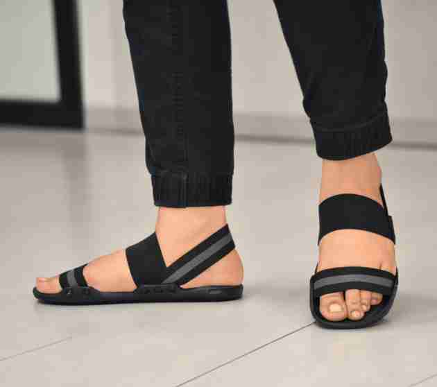 Men Black Sandals striped and simple from Shopsy