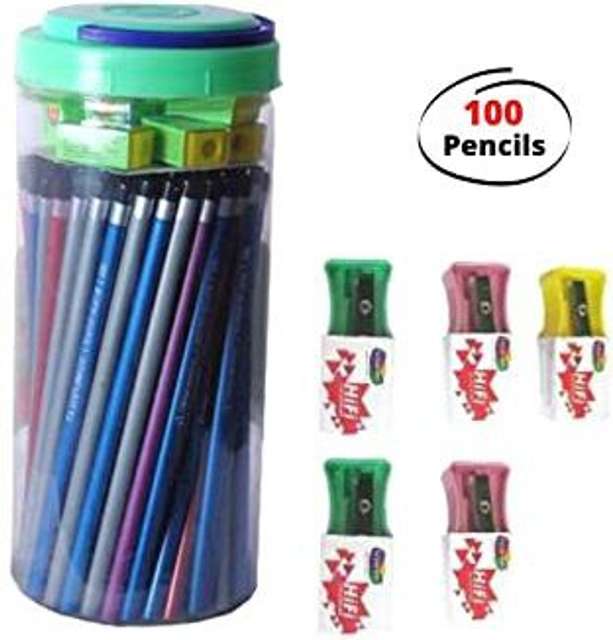 Sloies C3 pencil, extra dark pencil for kids, 100 pencil+5 sharpener