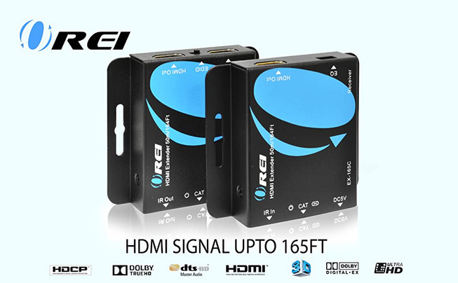 OREI HDMI Over Ethernet Extender - Up To 330 Ft Over Cat5e/Cat6, 1080P, HDMI Loop Out, Supports 1-to-Many Connections