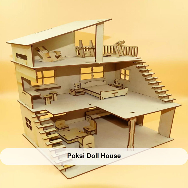 poksi DIY –DO IT YOURSELF DOLL HOUSE FOR KIDS – INCLUDES BEDROOM