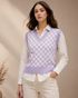 FEVERFEW Women Checkered V Neck Multicolor Sweater - Image 7