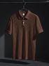 Try This Men Colorblock Polo Neck Cotton Blend T-Shirt (Black, Orange) - Image 8