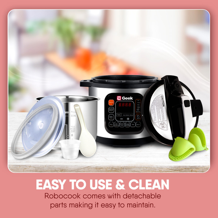 Geek Robocook 11 in 1 Rice Cooker Electric Pressure Cooker Slow Cooker Food Steamer Travel Cooker Price in India Buy Geek Robocook 11 in 1 Rice Cooker Electric Pressure Cooker Slow