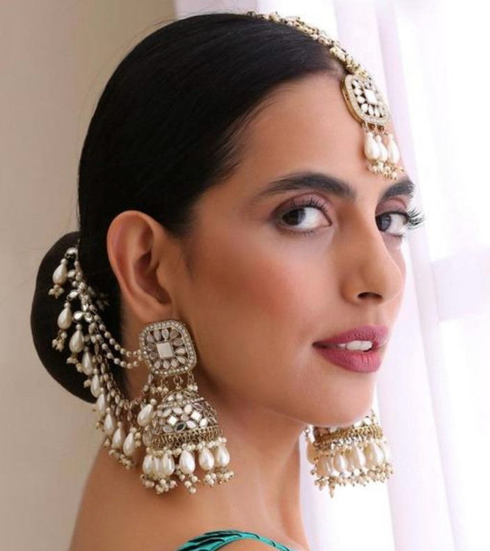 Pink Bahubali Earrings Bahubali Tikka Baby Pink Bahubali Earring