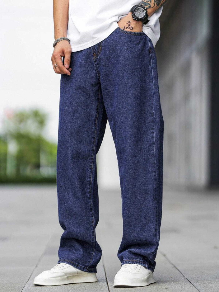 OFTEN LOOK Relaxed Fit Men Dark Blue Jeans