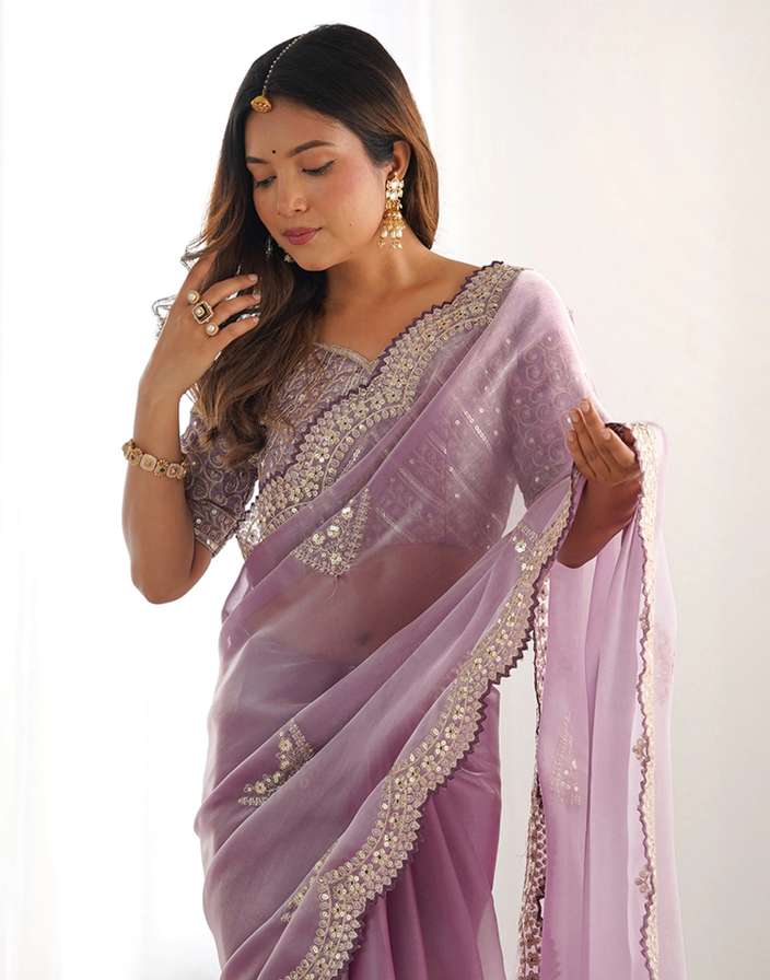 Organza saree embellished budget