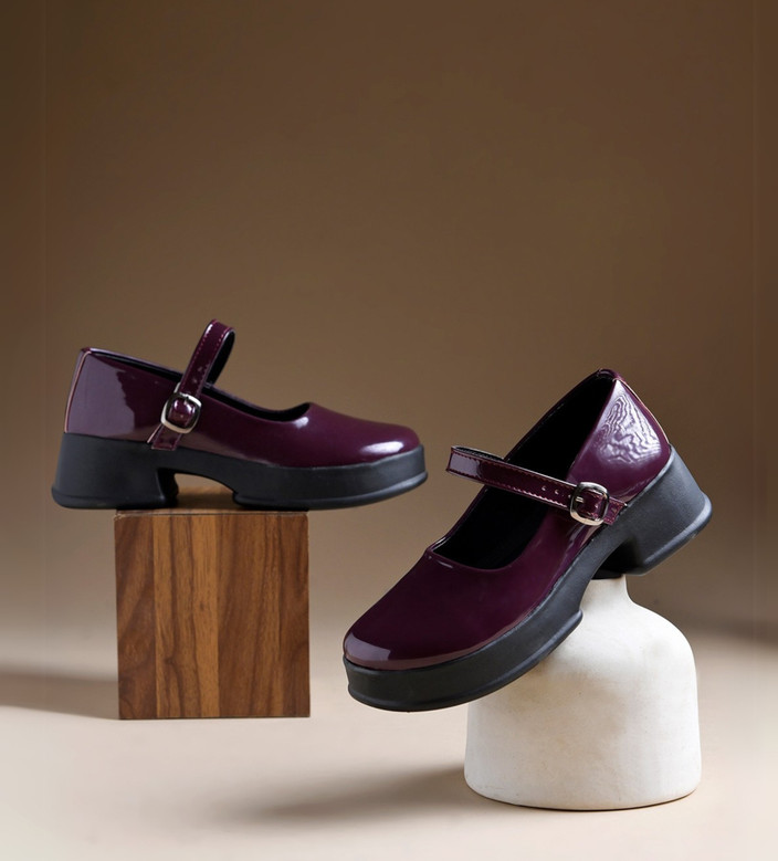 jm looks Classic Charm Mary Jane Shoes – Glossy Patent Flats with Buckle  Strap Canvas Shoes For Women