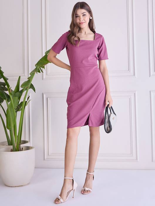 CHEMISTRY Women Bodycon Pink Midi/Calf Length Dress THE DEAL APP