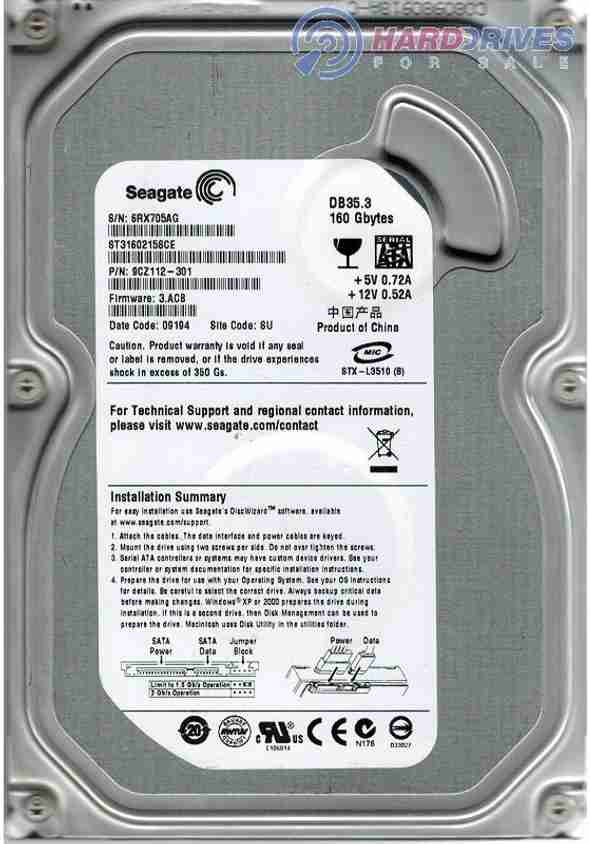 内蔵型ハードディスクドライブ SEAGATE DB35.3 ST3160215SCE 160GB ST3160215SCE Seagate DB35.3 Series 160 GB,Internal,7200 RPM,3.5