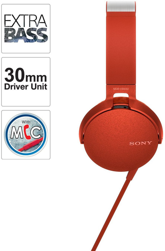 ヘッドホン SONY MDR-XB550AP(R) RED Amazon.co.jp: ソニー ヘッドホン 重低音モデル MDR-XB550AP