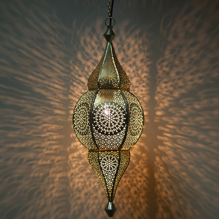 Homesake Classic Moroccan Nargis Hanging Lamp, Antique and Gold