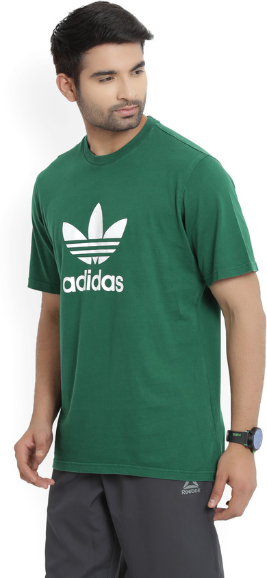 ADIDAS ORIGINALS Printed Men Round Neck Green T-Shirt