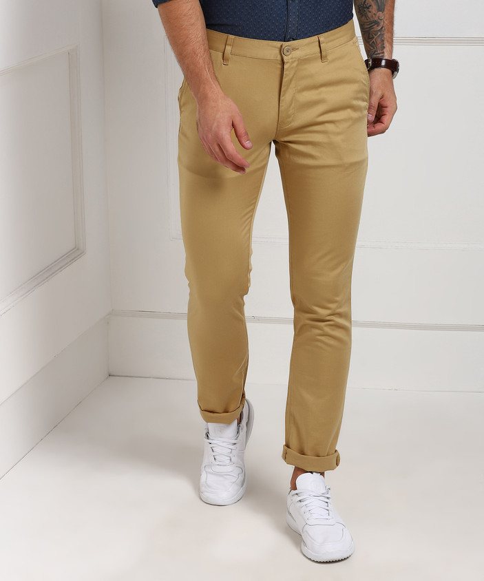 John Players Slim Fit Men Beige Trousers Buy HONEY YELLOW John