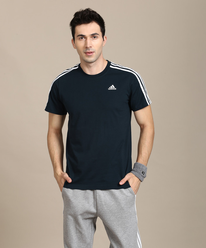 ADIDAS Solid Men Round Neck Dark Blue T-Shirt Buy ADIDAS Solid