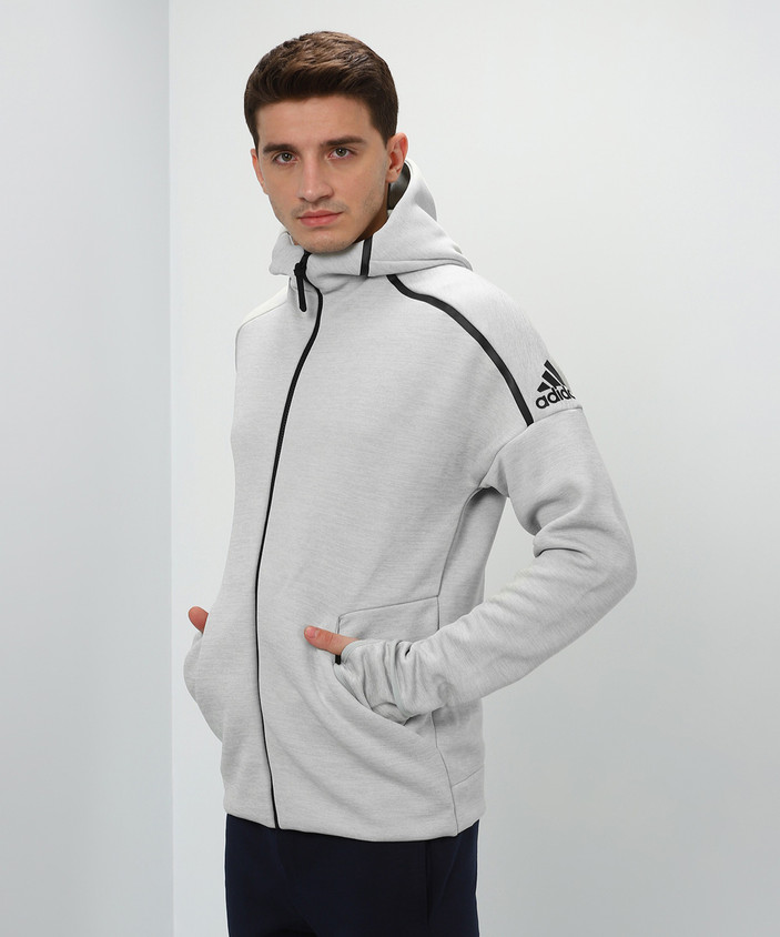 Zip Hoodie Jaket Sweater Adidas Original ADIDAS Full Sleeve Solid