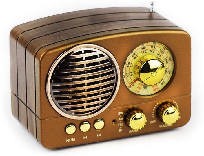 Noizzy Box Retro XS Vintage Retro Classic Portable Bluetooth Speaker with LED Light and display, FM Radio, Support Micro TF SD Card, USB Input, AUX