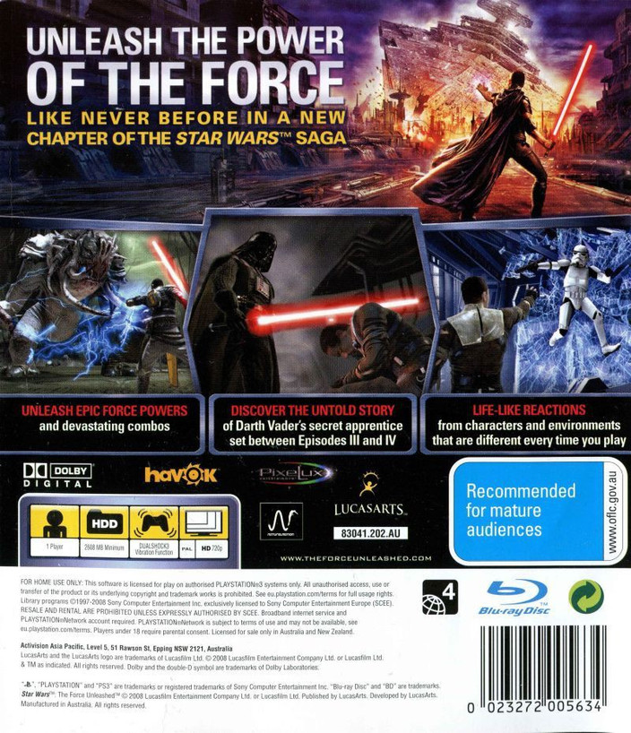Starwars: The Force Unlished (輸入版) - PS3 Amazon.com: Star Wars: Force Unleashed - The Ultimate Sith