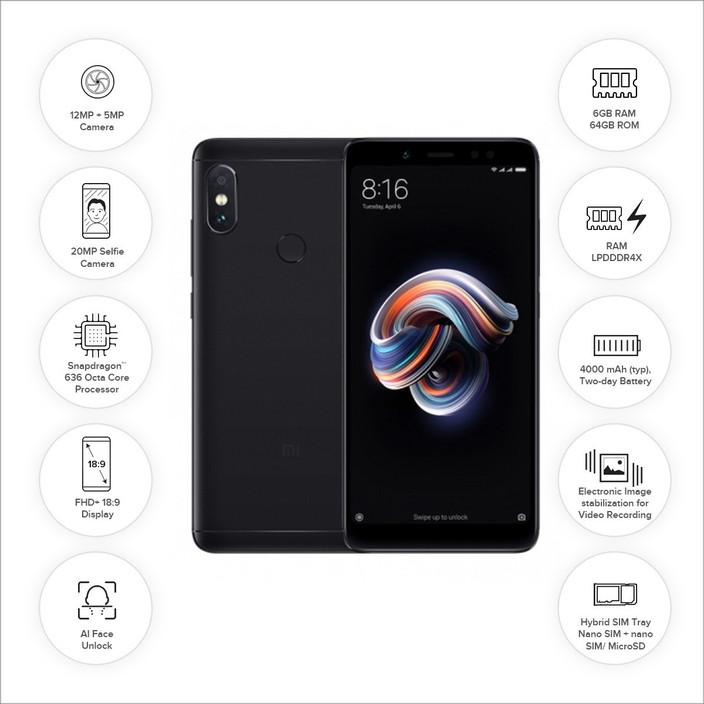 送料込　美品　Xiaomi Redmi Note5 pro メモリ6G /64G Mi Redmi Note 5 Pro ( 64 GB Storage, 6 GB RAM ) Online at
