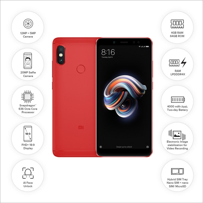 Xiaomi Redmi Note 5 Pro 4/64GB SIMフリー Redmi Note 5 Pro (Black, 4GB RAM, 64GB Storage) : Amazon.in