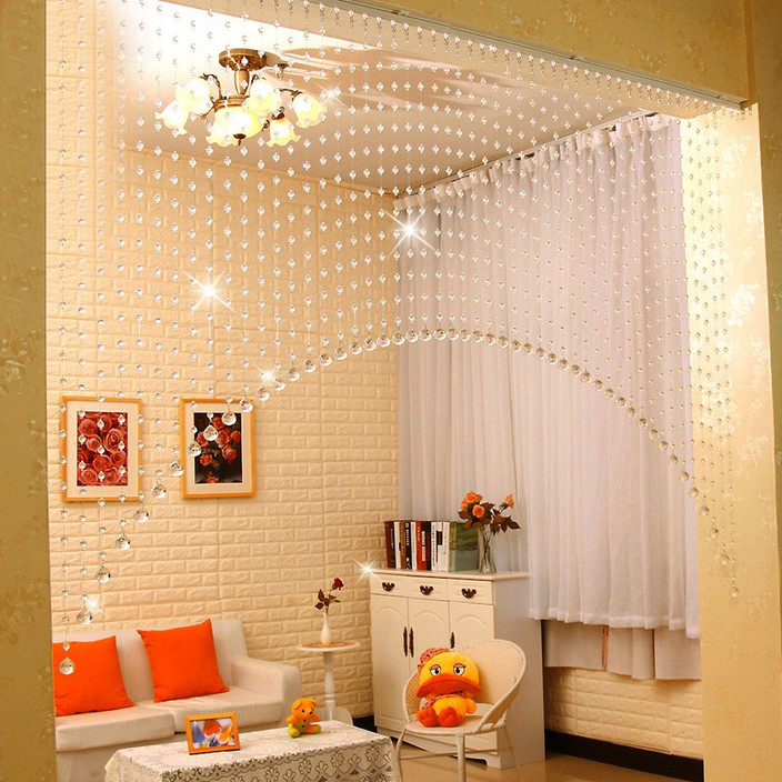 D4P 30 String Crystal Bead Hanging Curtain Acrylic Crystal Bead Glass Drops  145 cm (5 ft) Window PVC (Polyvinyl Chloride) Curtain Single Curtain