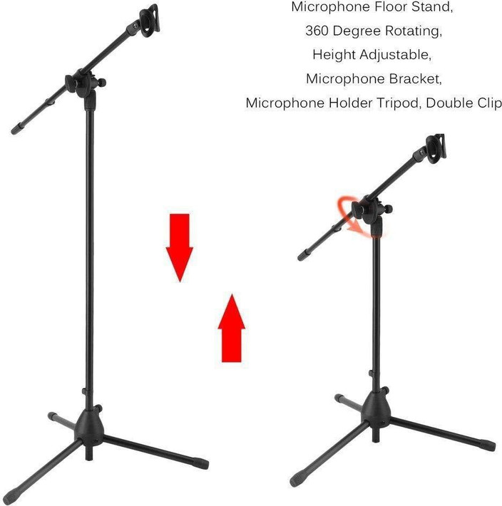 Support Micro Trépied TONOR T35 - Hauteur Réglable 1 à 1,9 M - Perche Flexible, Plateau Porte-gobelet - Compatible Micro, Tablette, Téléphone - Sac De Transport Inclus - 5