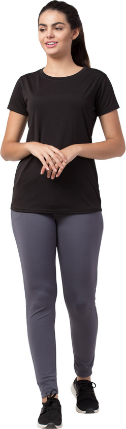 Bluecon Solid Women Round Neck Red, Black T-Shirt