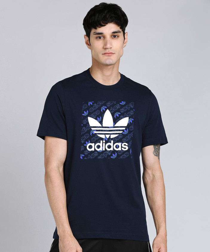 ADIDAS ORIGINALS Graphic Print Men Round Neck Dark Blue T-Shirt