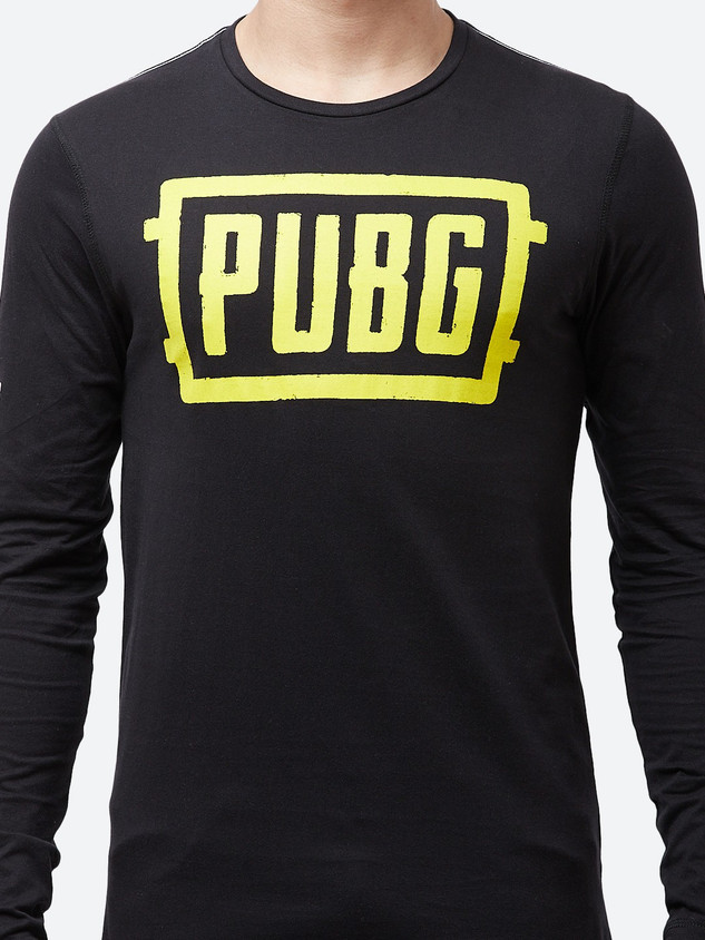 Pubg By Free Authority Graphic Print Men Round Neck Black T