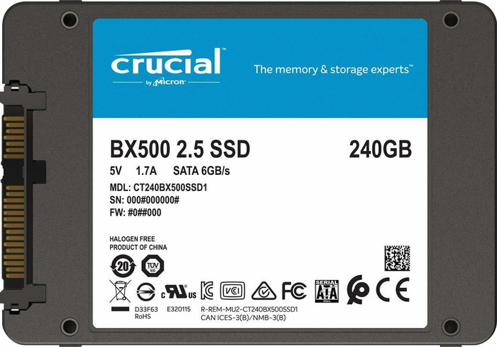 Crucial BX500 240 GB Laptop, Desktop Black SATA Internal Solid